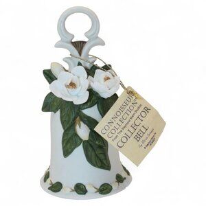 Seymour Mann Connoisseur Collection Porcelain Bell W/ White Flowers & Green Leav